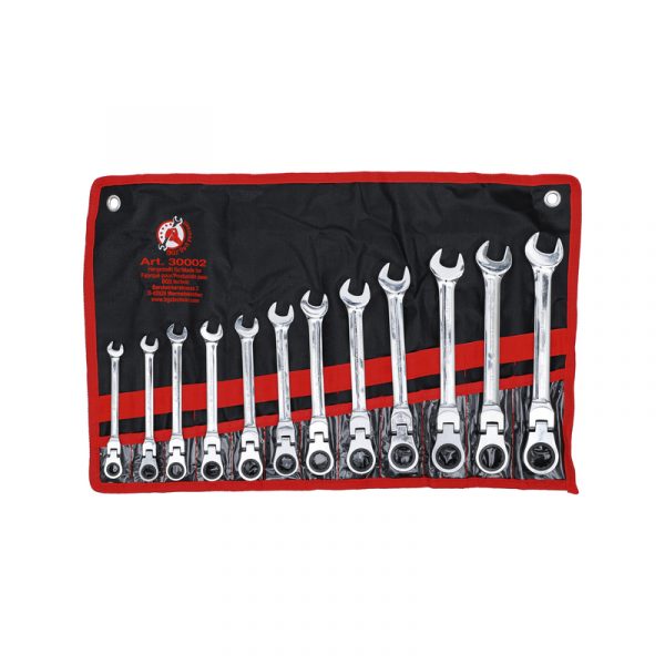 Csuklós racsnis csillag villáskulcs készlet